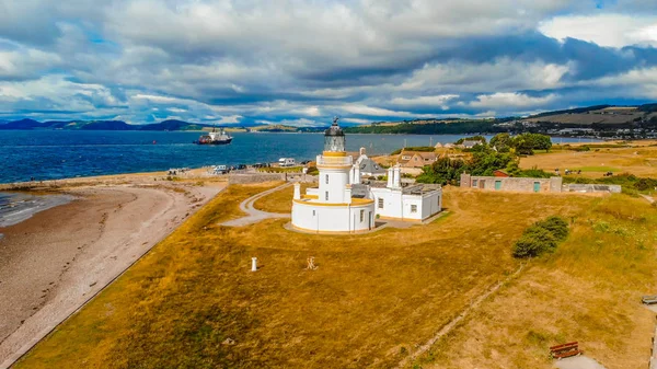 Cromarty deniz feneri Cromarty Firth İskoçya - havadan görünümü — Stok fotoğraf