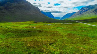 Glencoe İskoçya Highlands harika manzara üzerinde havadan görünümü