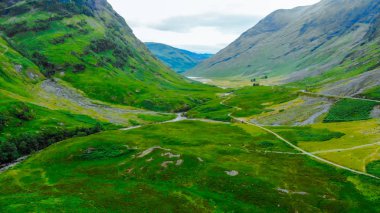 Glencoe İskoçya Highlands harika manzara üzerinde havadan görünümü