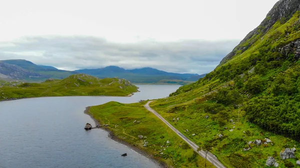 The typical landscape of the Scottish Highlands - aerial view — Stock Photo, Image