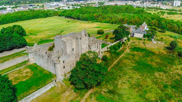 Famous Castles in Scotland - Cragmillar Castle in Edinburgh - aerial view — Stock Photo, Image