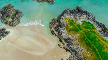Birdsall Sands Körfezi ve Durness İskoçya Highlands kumsalda