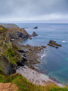 Cornwall İngiltere - kıyı şeridi, inanılmaz landcape üzerinden görünüm