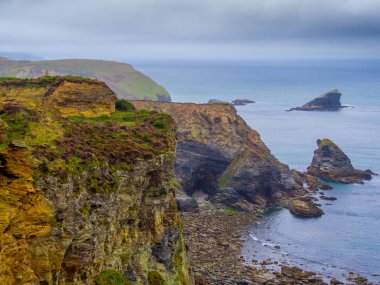 Cornwall İngiltere - kıyı şeridi, inanılmaz landcape üzerinden görünüm