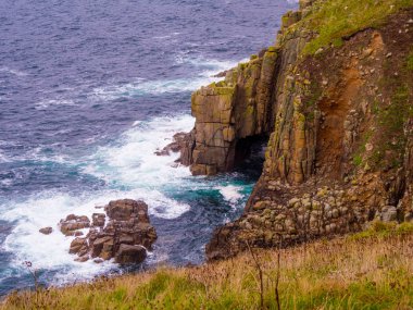 Cornwall - Celtic denizde Lands End ünlü dönüm noktası