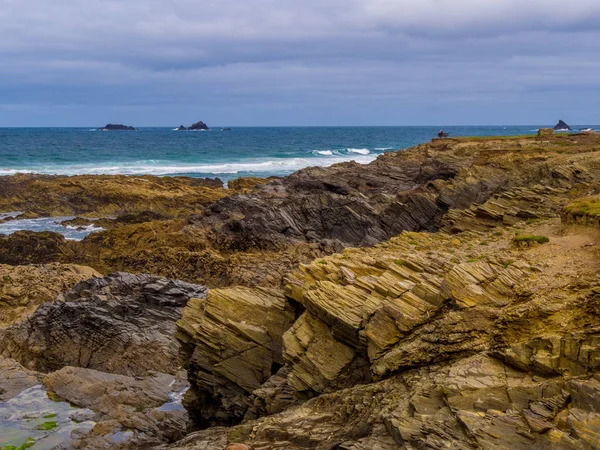 Bedruthan adımları - harika kayalık sahil şeridi Cornwall — Stok fotoğraf