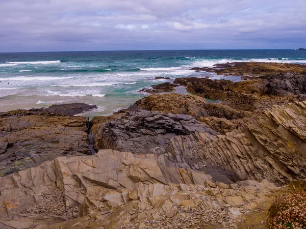 Berömda landmärken såsom på den kust Cornwall - Bedruthan steg — Stockfoto