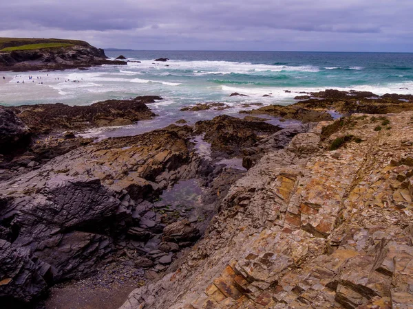 Maravillosa costa de Cornualles en Inglaterra - un hito popular —  Fotos de Stock