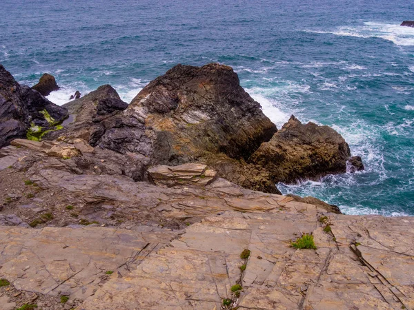 Cornwall Anglie Výhled Úžasný Parkovistě Pobřeží — Stock fotografie