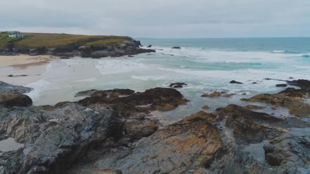 Cornwall Anglia felett - repülés a lenyűgöző partvidékre — Stock videók