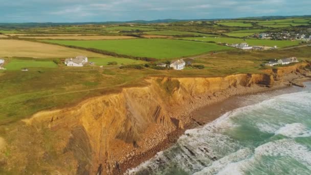 Vista aérea de la costa de Cornualles — Vídeo de stock