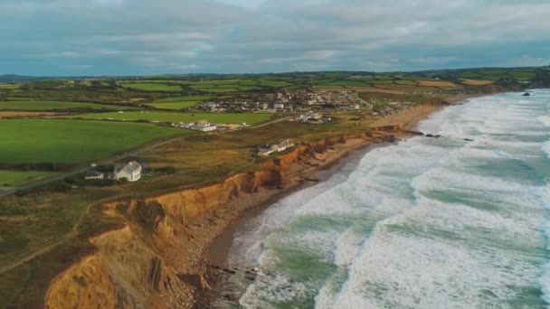 Vista aérea de la costa de Cornualles — Vídeos de Stock