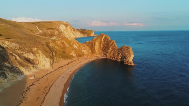 Słynny Durdle Door Devon Brytyjskim Wybrzeżu Zachodzie Słońca — Wideo stockowe