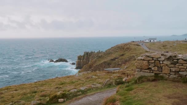 Cornwall İngiltere - kıyı şeridi, inanılmaz landcape üzerinden görünüm — Stok video