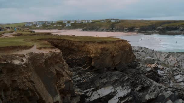 Cornwall Anglia - vedere la peisajul uimitor de pe coastă — Videoclip de stoc