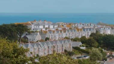 St Ives - Cornwall güzel ve ünlü bir kasabada üzerinde havadan görünümü