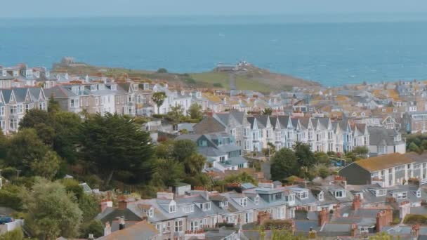 Letecký pohled nad St Ives - krásné a slavné město v Cornwallu — Stock video