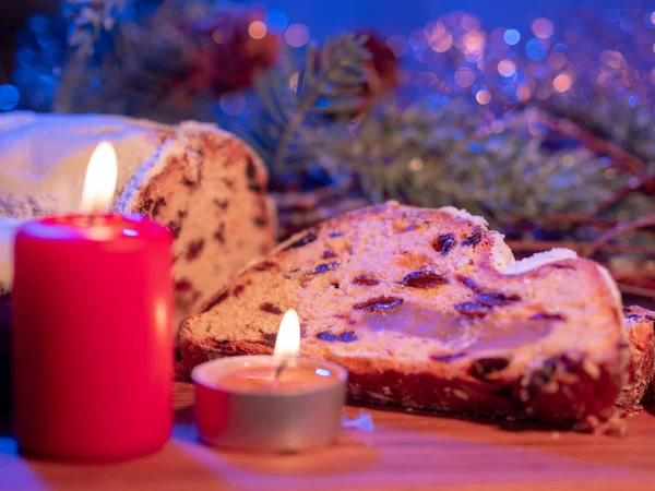 Traditional Christmas Stollen Famous Cake Xmas — Stock Photo, Image