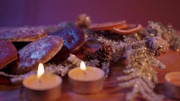 Kerstmis achtergrond geschoten prachtige decoratie — Stockvideo