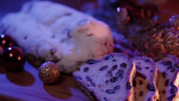 Fresh from the Christmas bakery - the traditional stollen — Stock Video