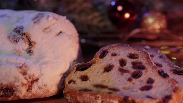 Noel stollen ünlü Noel Kek için tatil — Stok video