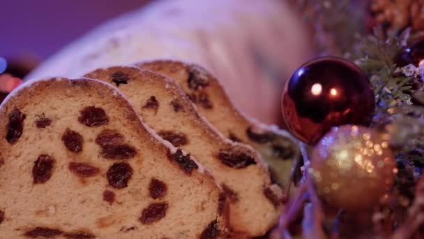 Pişmiş Stollen Alman özel Noel için — Stok video