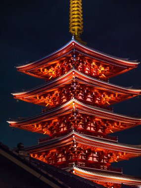 Tokyo - Senso-Ji Tapınağı geceleri en ünlü Tapınağı