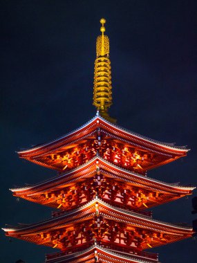 Tokyo - Senso-Ji Tapınağı geceleri en ünlü Tapınağı