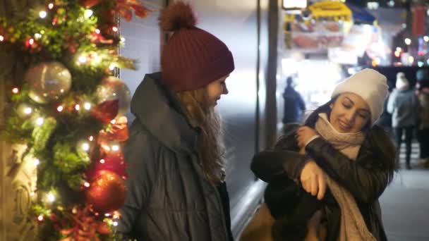 Deux filles font du shopping de Noël à New York — Video