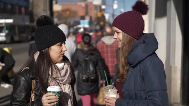 Дві дівчинки на вулицях Нью-Йорка на сонячний день — стокове відео