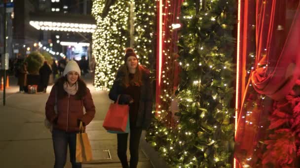 Weihnachtseinkäufe in den Straßen von New York — Stockvideo