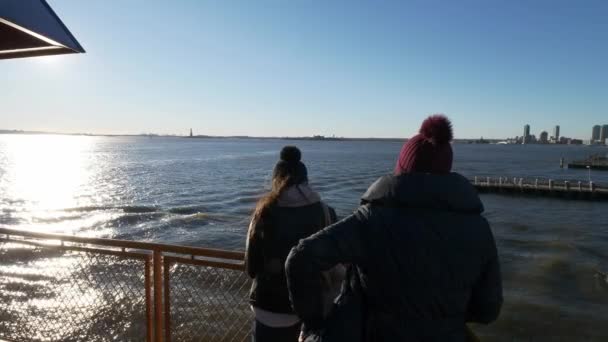 Paseo Ferry Por Río Hudson Nueva York Hermoso Día Soleado — Vídeo de stock