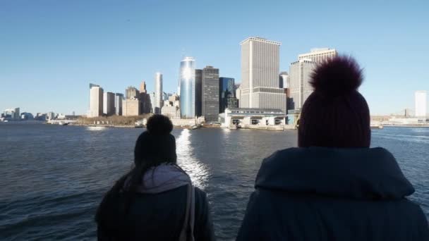 Incredibile vista sul centro di Manhattan Skyline dal fiume Hudson — Video Stock
