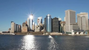 Hudson Nehri şaşırtıcı Manhattan siluetinin Şehir Merkezi görünümü