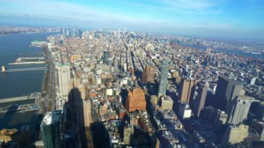 Manhattan New York üzerinde geniş açılı hava manzarası