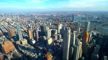 Manhattan New York üzerinde geniş açılı hava manzarası