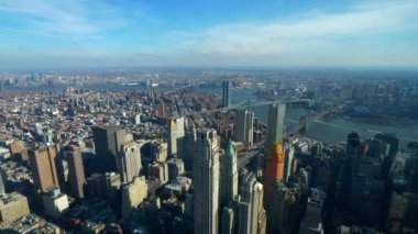 Manhattan New York üzerinde geniş açılı hava manzarası