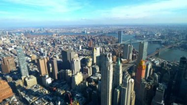 Manhattan New York üzerinde geniş açılı hava manzarası