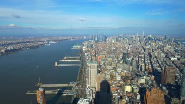 Hudson River v New Yorku a Manhattan z výše — Stock video