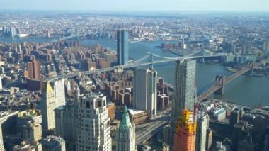 Manhattan New York üzerinde geniş açılı hava manzarası