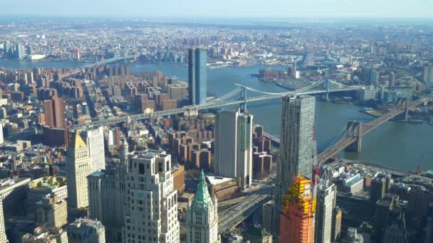 Vista aérea de gran angular sobre Manhattan Nueva York — Vídeo de stock