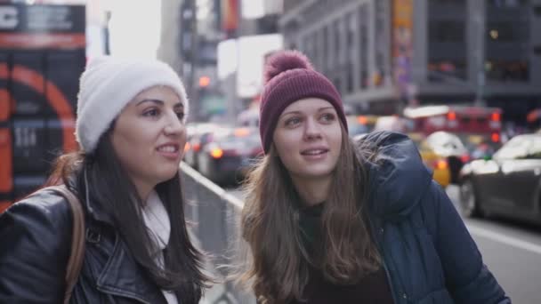 Arkadaş Onların Tatil Gezisi New York Seyahat Fotoğraf Keyfini Çıkarın — Stok video