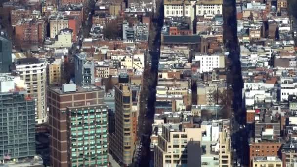 The streets and buildings of Manhattan New York from above — Stock Video