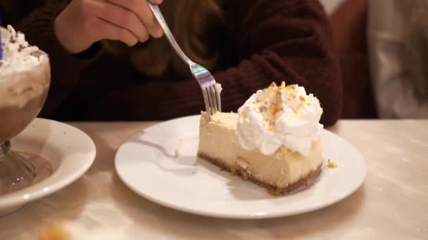 De beroemde New York stijl cheesecake — Stockvideo