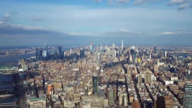 Manhattan New York üzerinde geniş açılı hava manzarası