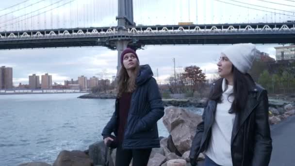 Increíble paseo en Manhattan Bridge en Nueva York perfecto para hacer turismo — Vídeos de Stock
