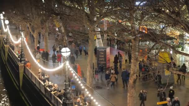 Δημοφιλή Southbank London γεμάτο τουρίστες - Λονδίνο - Αγγλία - 15 Δεκεμβρίου 2018 — Αρχείο Βίντεο