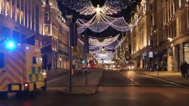 Increíble Decoración Navideña Calle London Regent Londres Inglaterra Diciembre 2018 — Vídeos de Stock