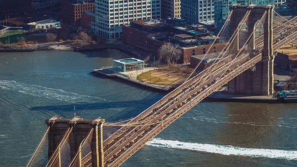 Aerial view over Brooklyn Bridge New York — Stock Photo, Image