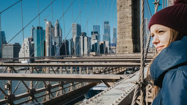 Increíble vista sobre el horizonte desde Brooklyn Bridge Nueva York — Foto de Stock